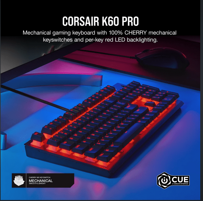 Teclado mecánico Corsair K60 PRO — LED rojo